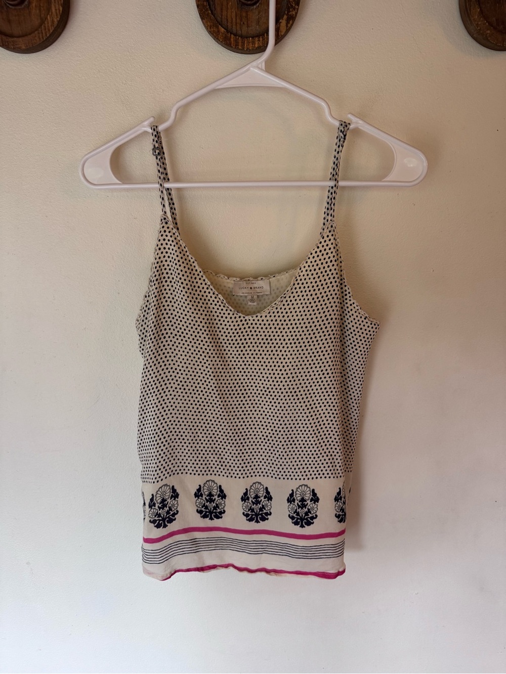 Lucky Brand Sleeveless Polka Dot & Border Print Tank Top size medium - Picture 1 of 7